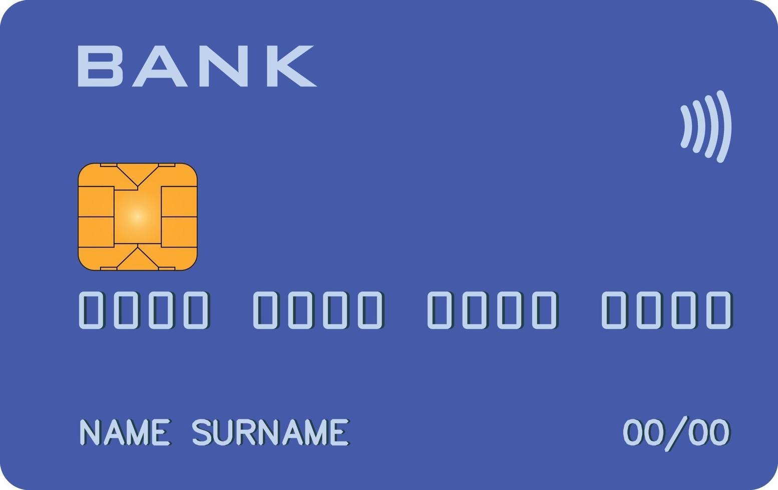 Bank card with PayWave PayPass blue prototype. Abstract bank, abstract payment system vector
