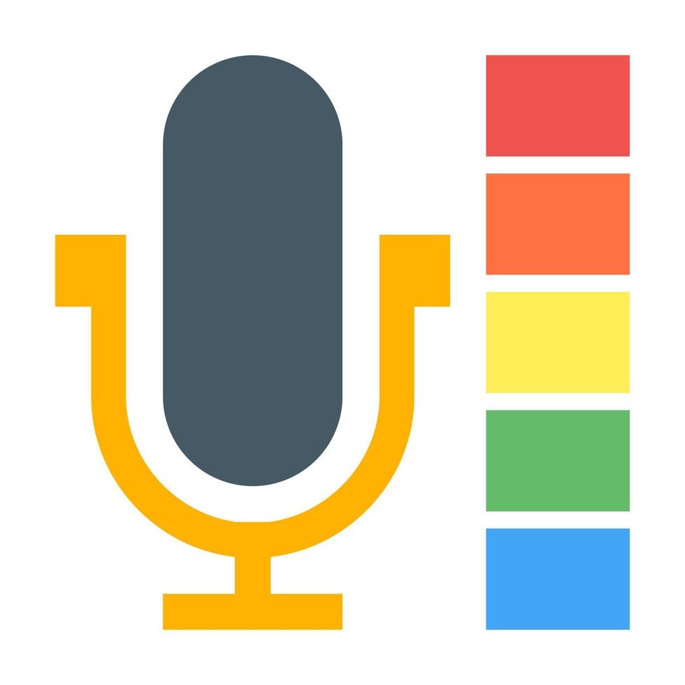 Microphone flat icon with a recording quality indication vector