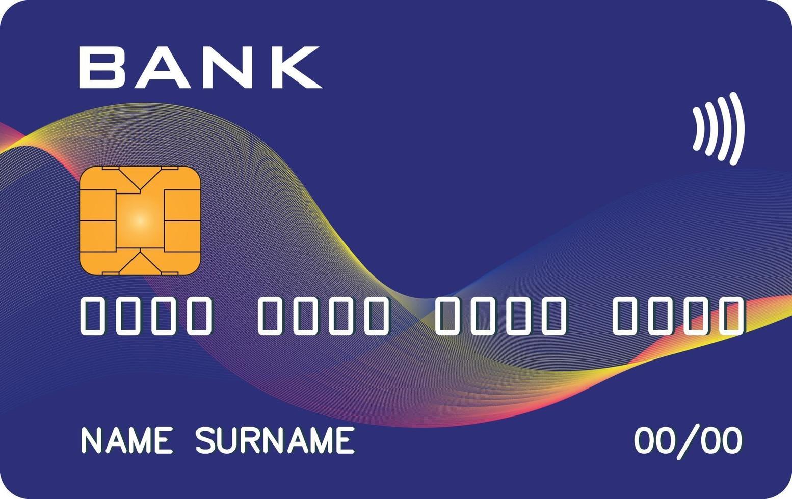 Bank card prototype with abstract wave background. Abstract bank, abstract payment system. The best illustration of the credit cards on the Internet. vector