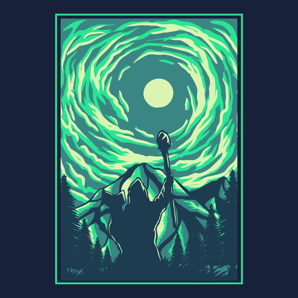 Sky witch silhouette vector illustration