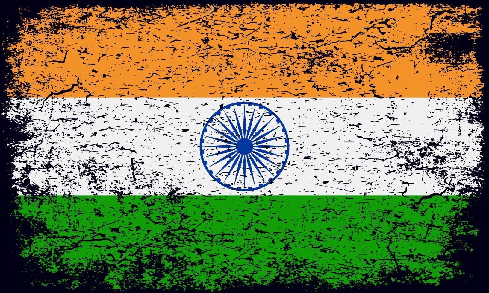 bandera nacional de la india en efecto de textura grunge oxidado vector