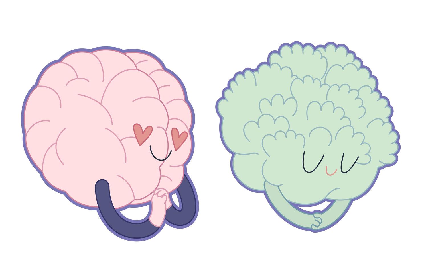 Me encanta el brócoli, colección de cerebro. vector