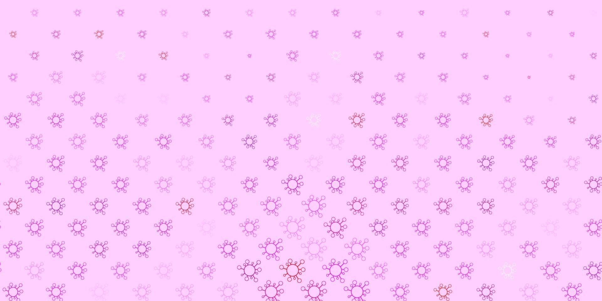 Light purple, pink vector backdrop with virus symbols.