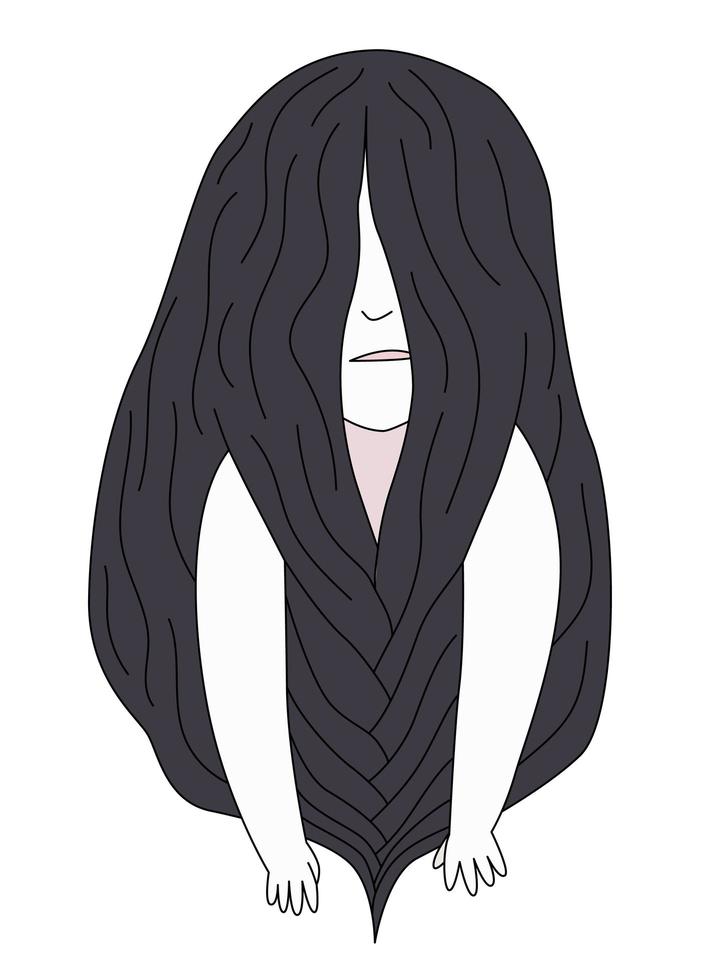 Braided brunette girl vector