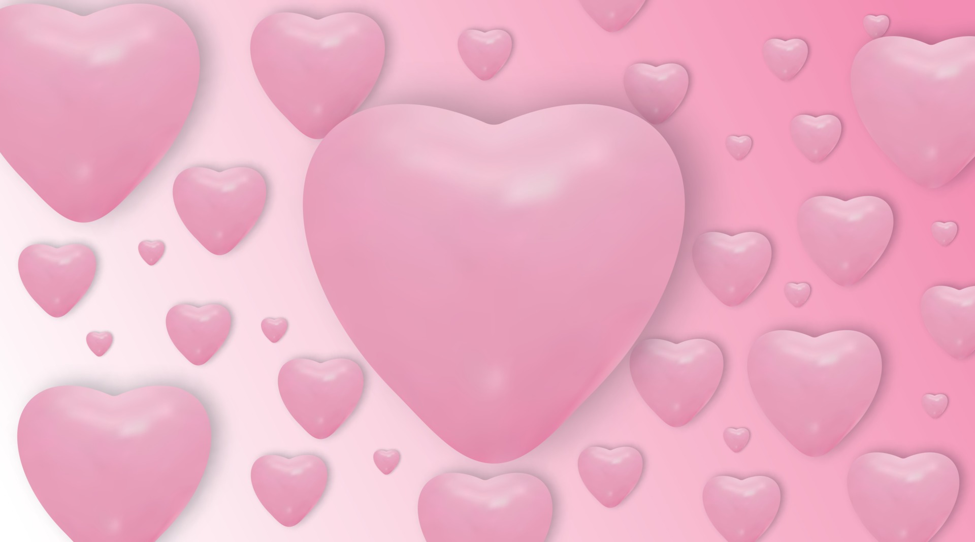 Pink heart balloons on pink background . vector Realistic balloons