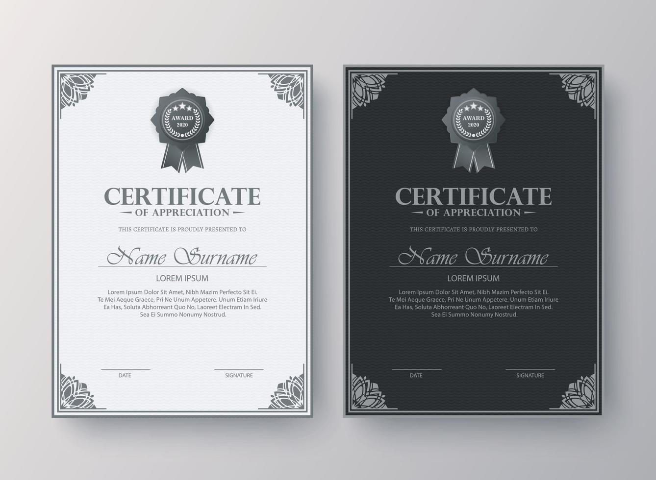 certificado de membresía mejor premio conjunto de diploma vector