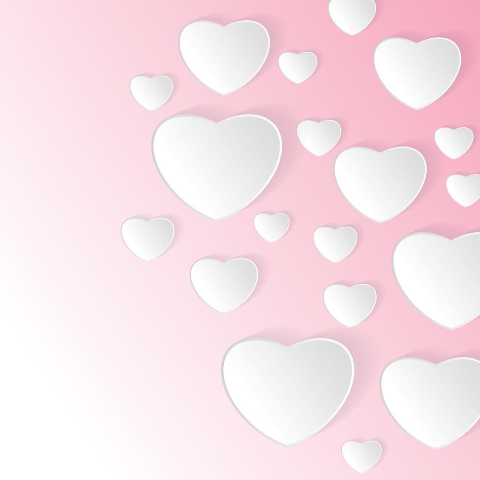 Valentines day vector paper with pink background. Heart design and cloud vector illustration