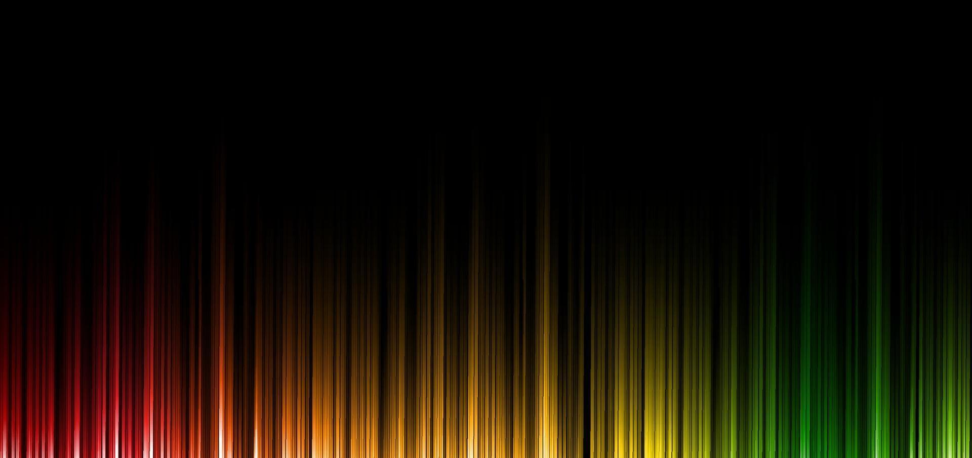 Abstract red yellow green stripe vertical lines light on black