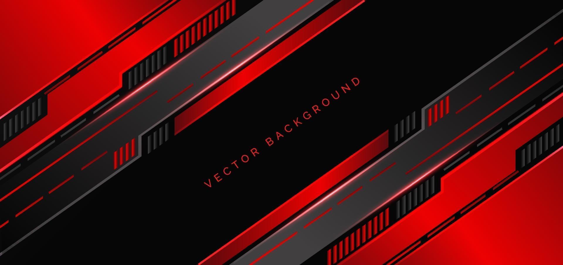 Abstract technology geometric red and black color with red light on black background. vector