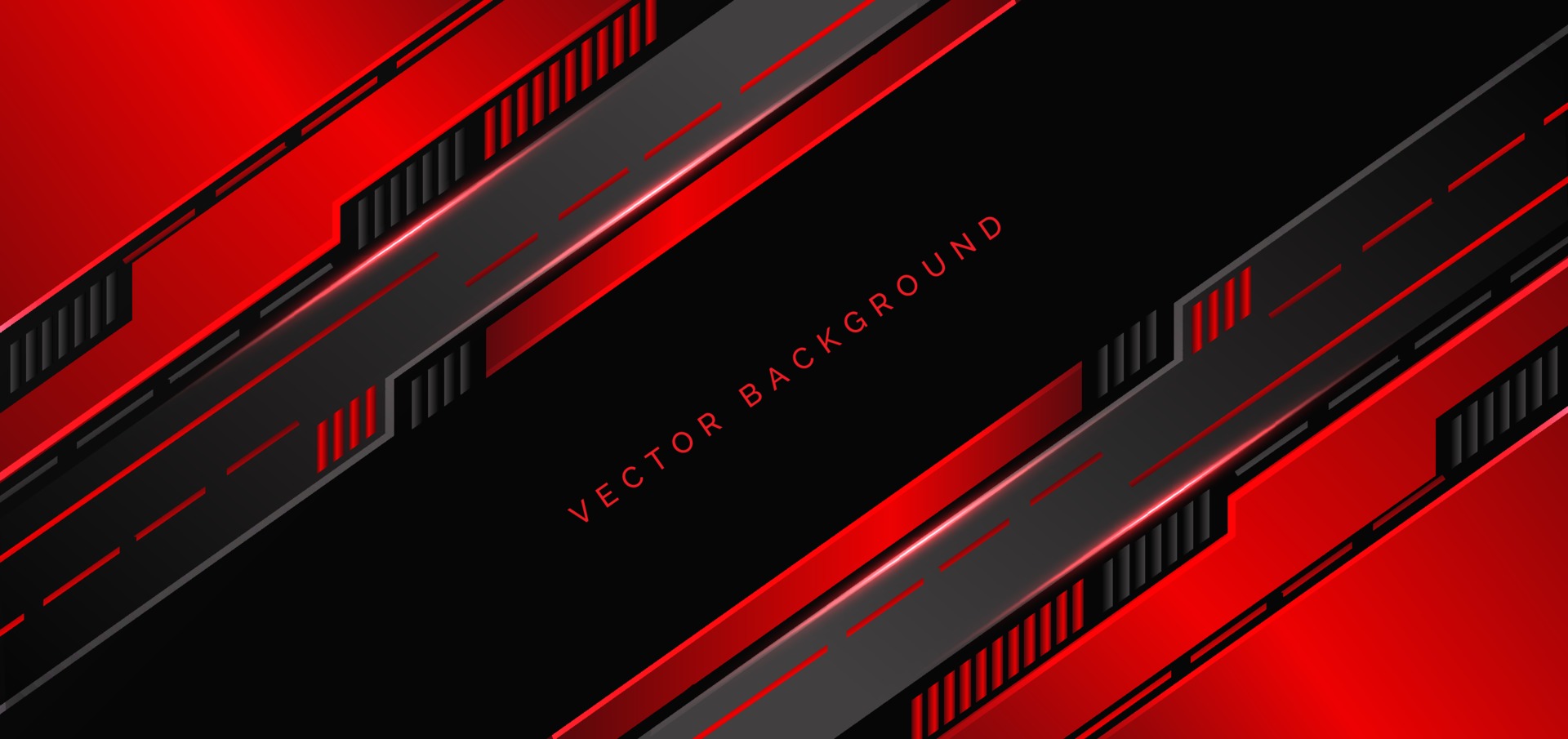 Abstract technology geometric red and black color with red light on