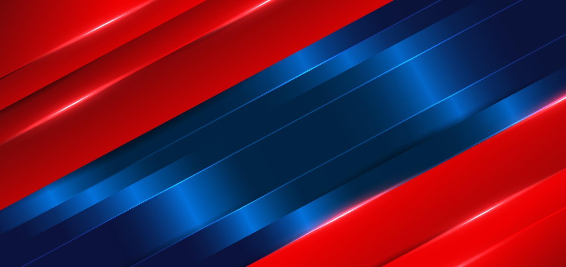 Abstract template blue and red stripes with red neon light with copy space for text. technology concept. vector