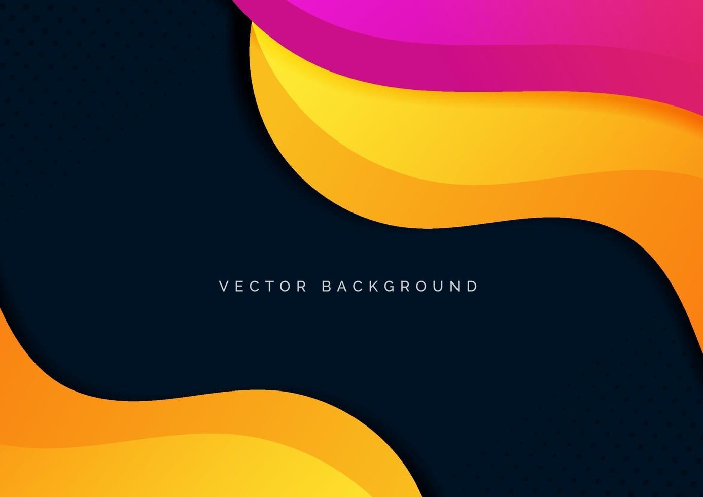 Abstract liquid shapes gradent pink yellow color geometric fluid on dark background with copy space for text. vector