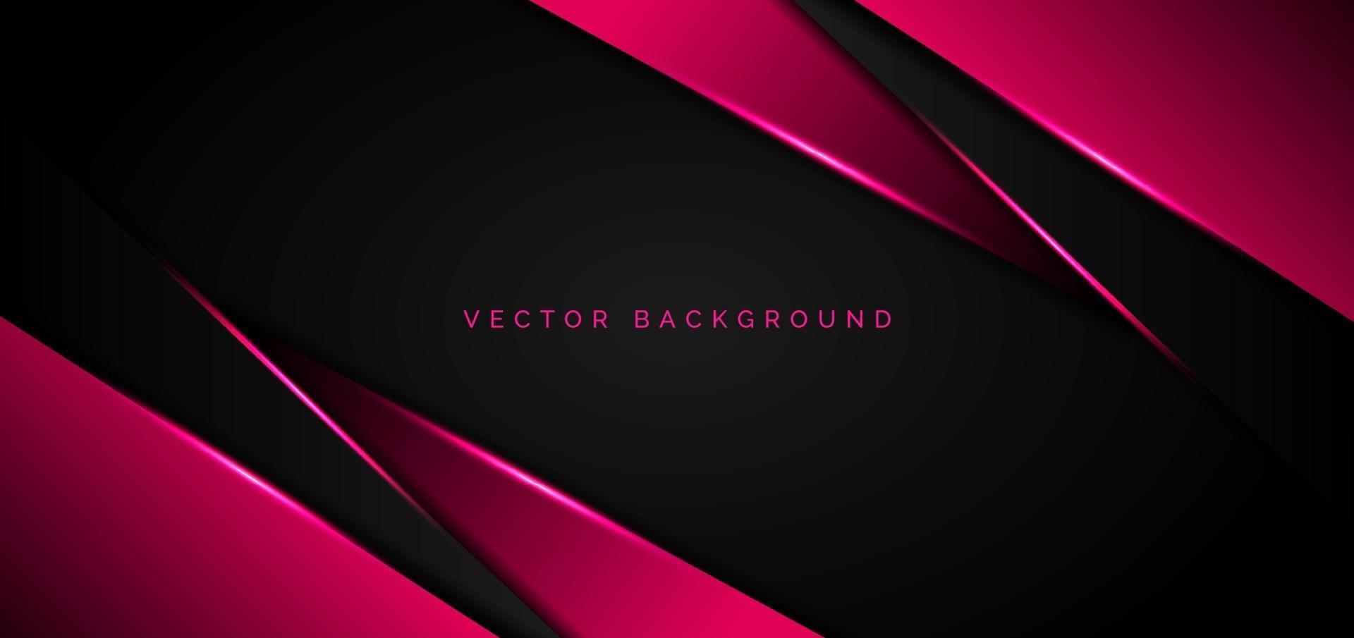 Abstract template pink metallic overlap with pink light modern technology style on black background. vector