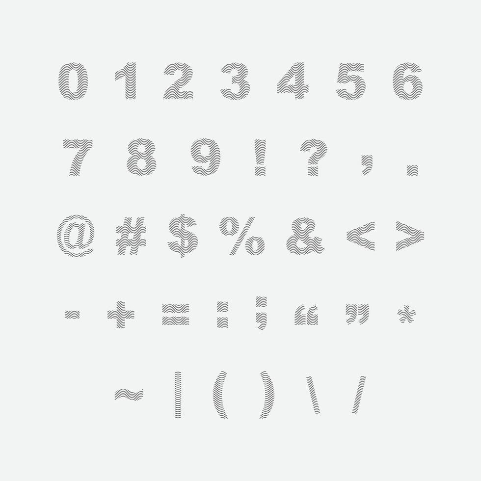 Finger print texture numbers elements. Set of geometric graphic elements design vector