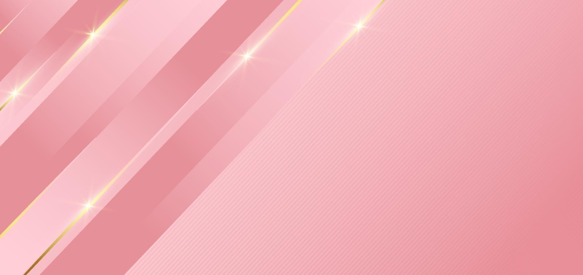 Abstract pink design geometric diagonal background decor golden lines with copy space for text. Luxury style. vector