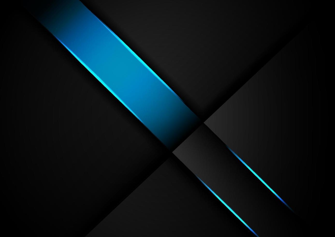 capas superpuestas de color azul claro abstracto sobre fondo negro con luz brillante de neón azul. vector