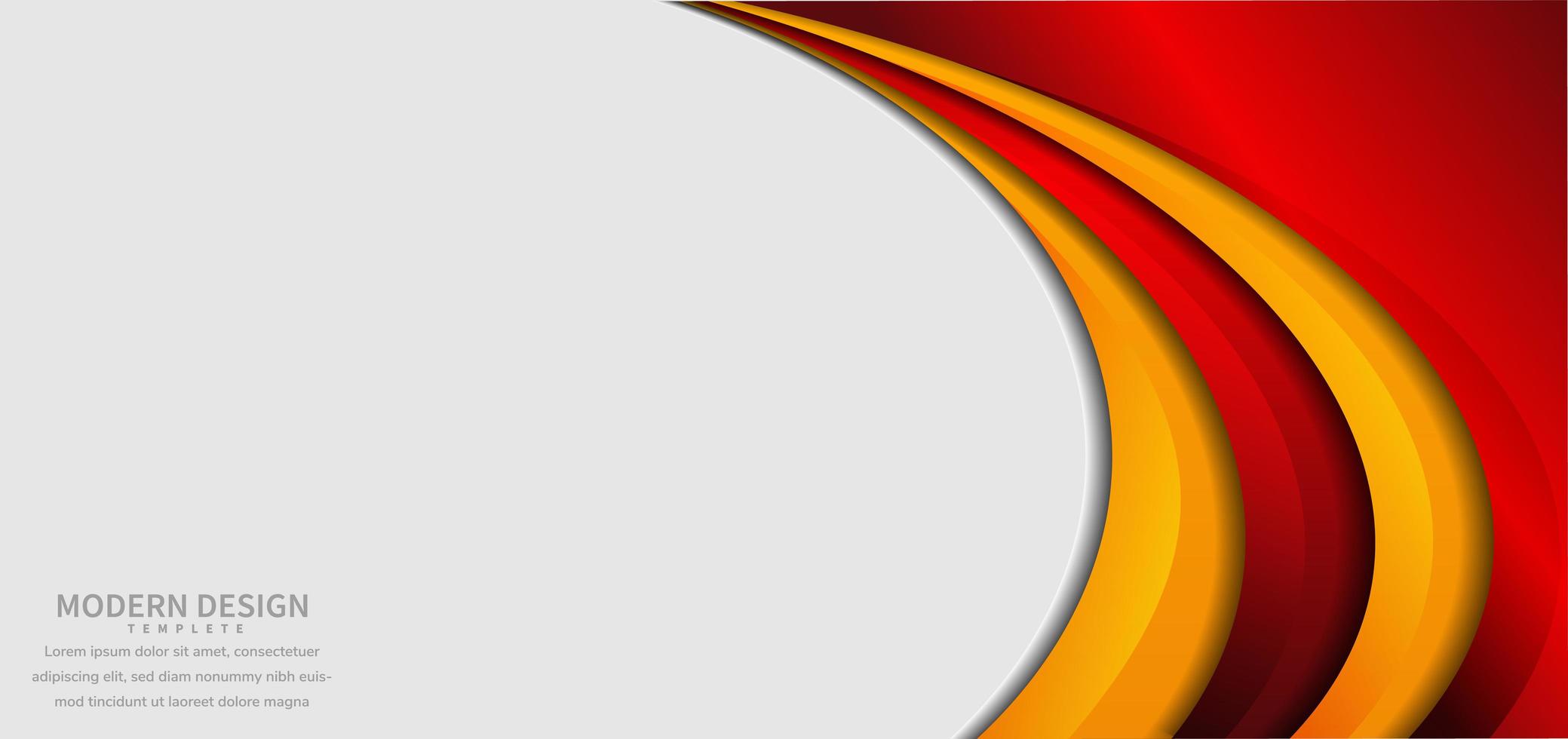 Abstract curve red and yellow vibrant layer overlapping on white