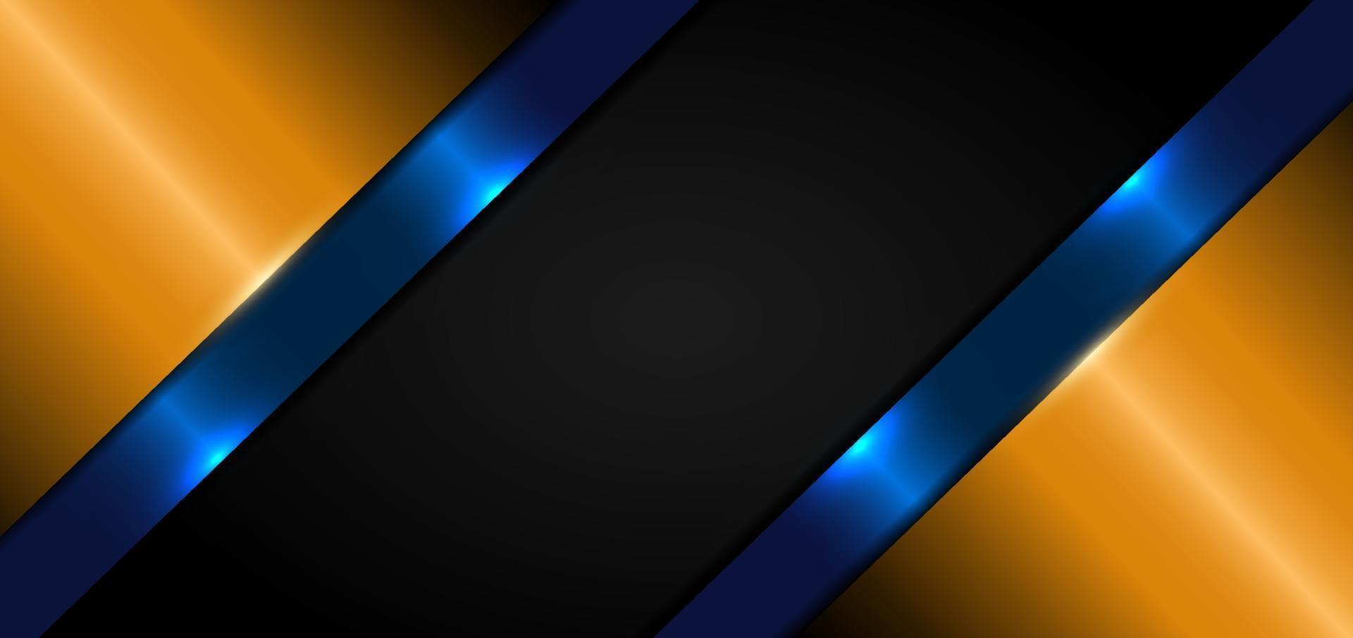 Abstract banner design template orange and blue elegant with lighting effect on dark background and texture. Technology style. vector