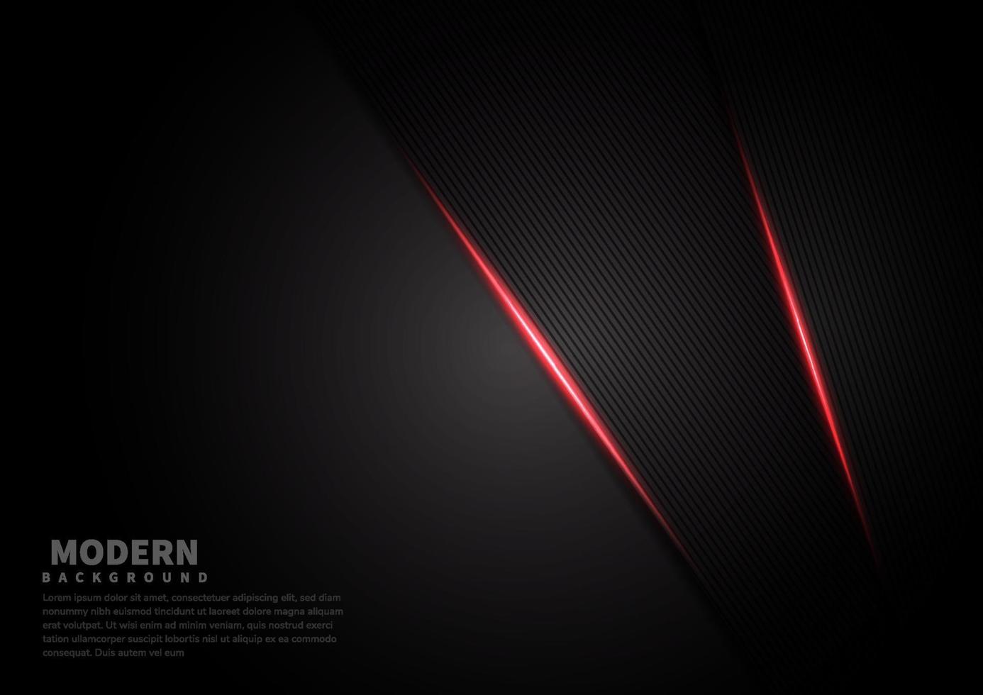 Abstract black color stripe lines background overlapping layers decor red light effect with space for text. vector
