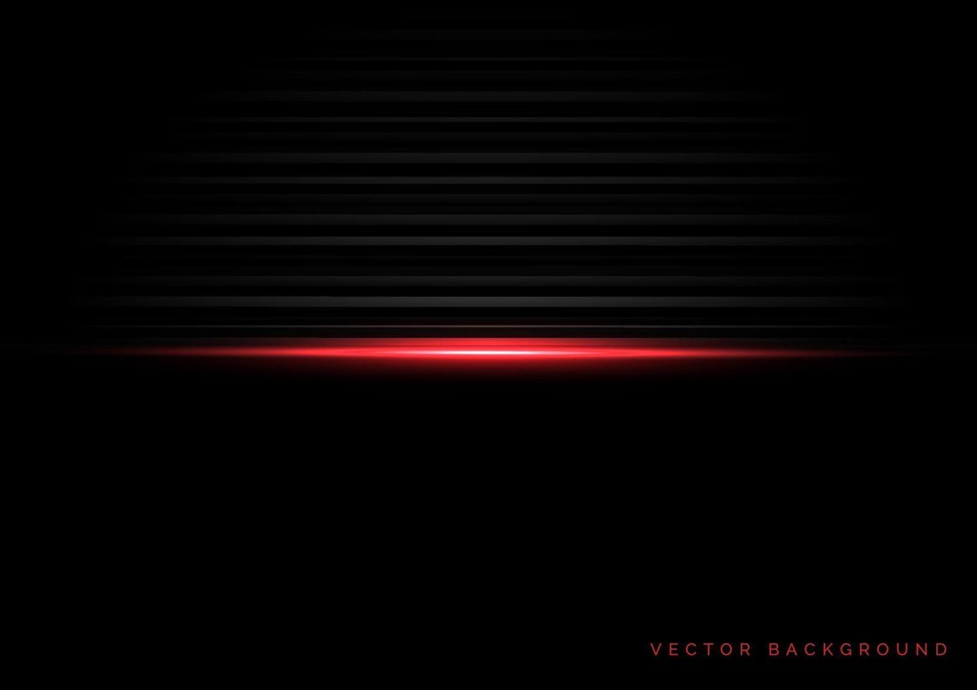 Abstract template horizontal striped line with red light on black background with space for text. vector