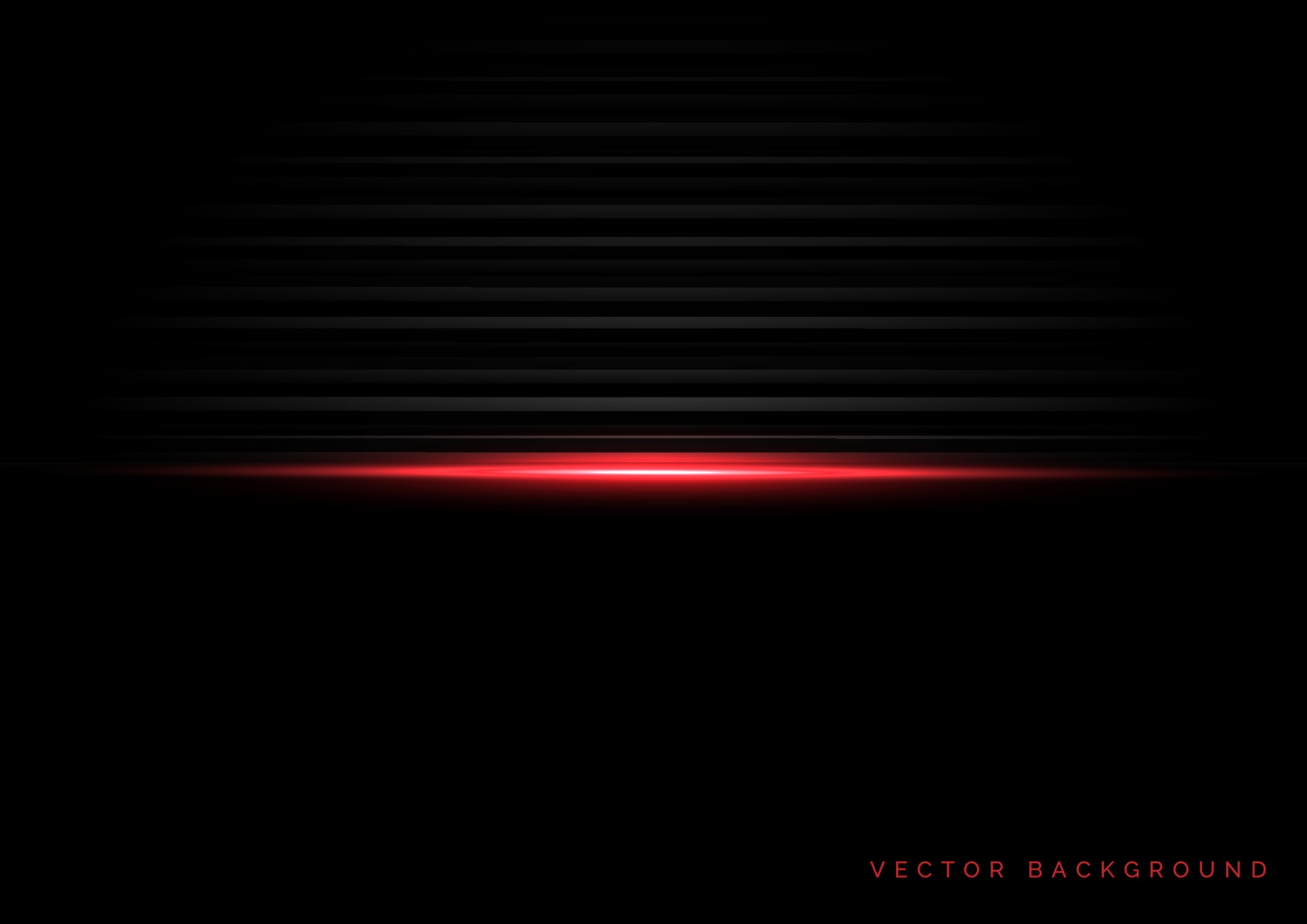 Abstract template horizontal striped line with red light on black