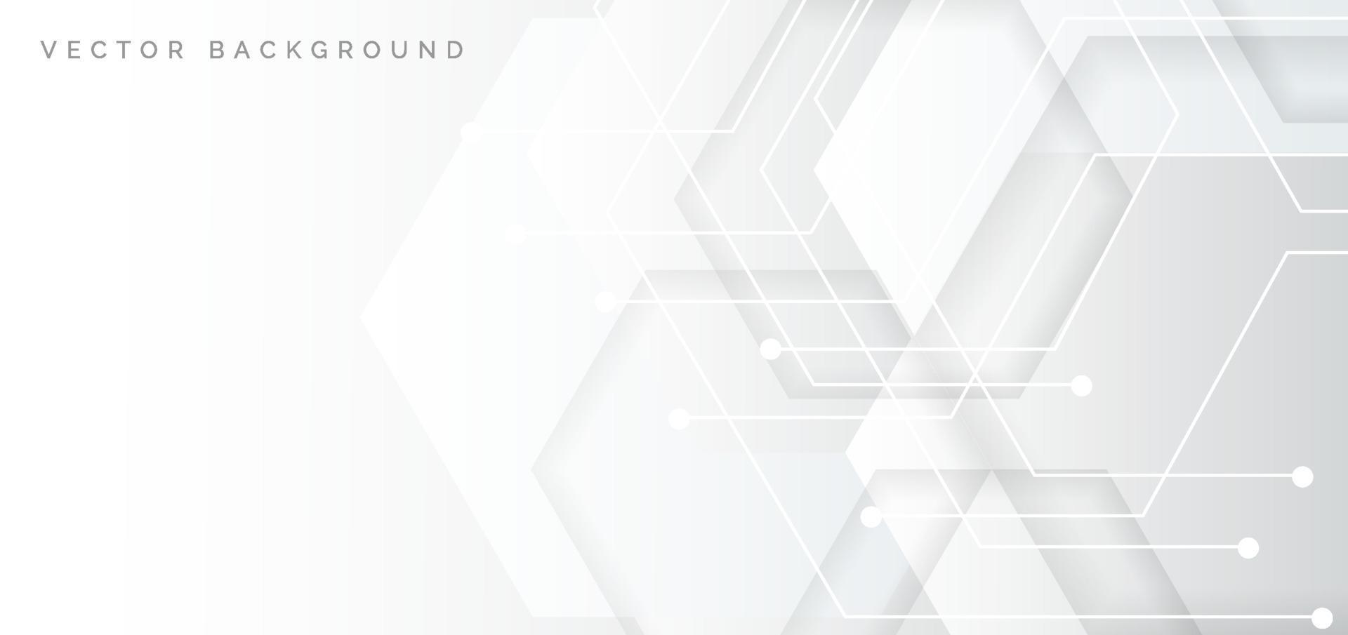 Abstract banner web white and gray geometric hexagon overlapping technology corporate concept background with space for your text. vector