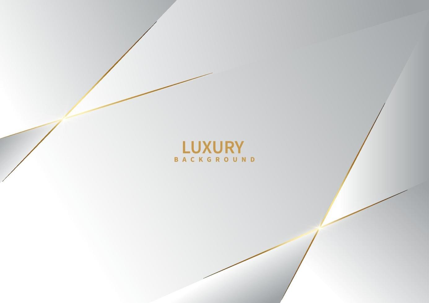 Abstract white and grey triangle background with golden line luxury. vector