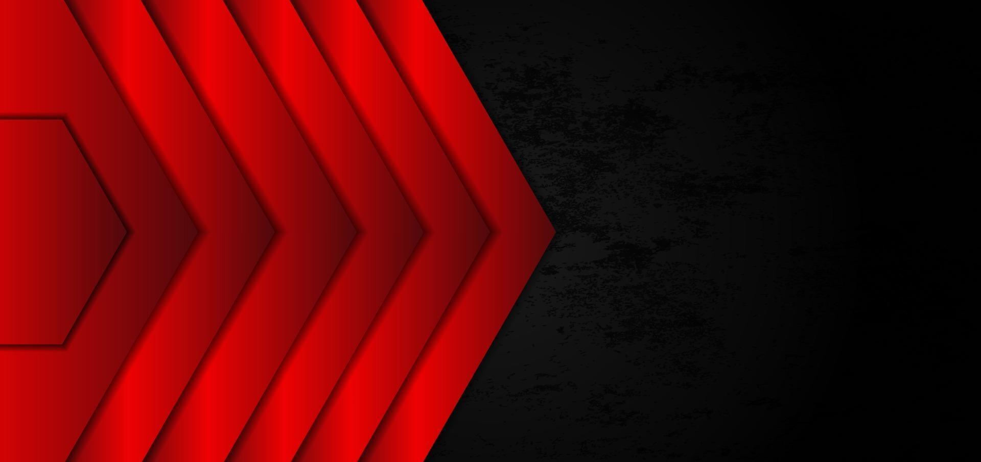 Abstract template red triangle geometric overlap layer on grunge black background. vector
