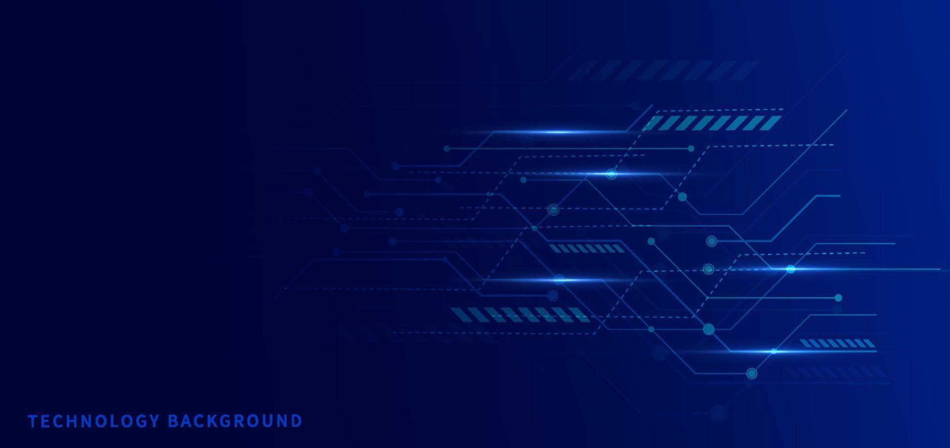 Abstract technology futuristic connect glowing blue lines and lighting on dark background. vector