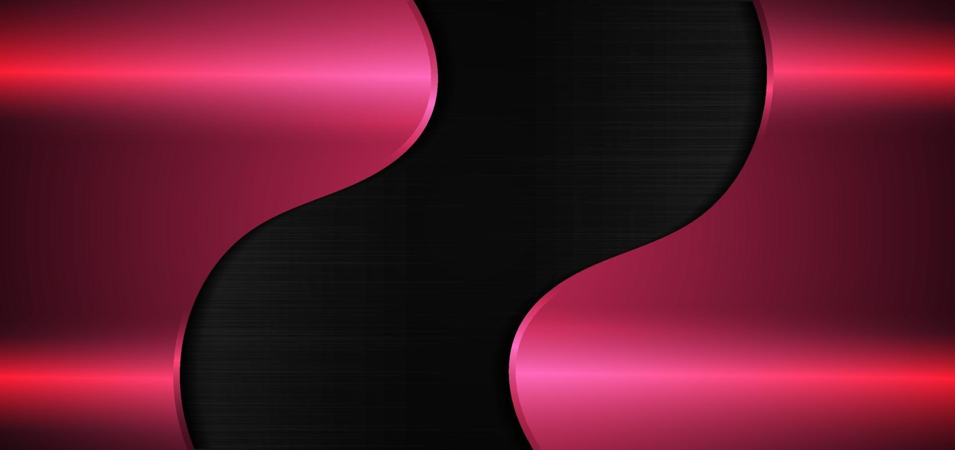 Plantilla abstracta ola rosa sobre fondo negro metal. vector