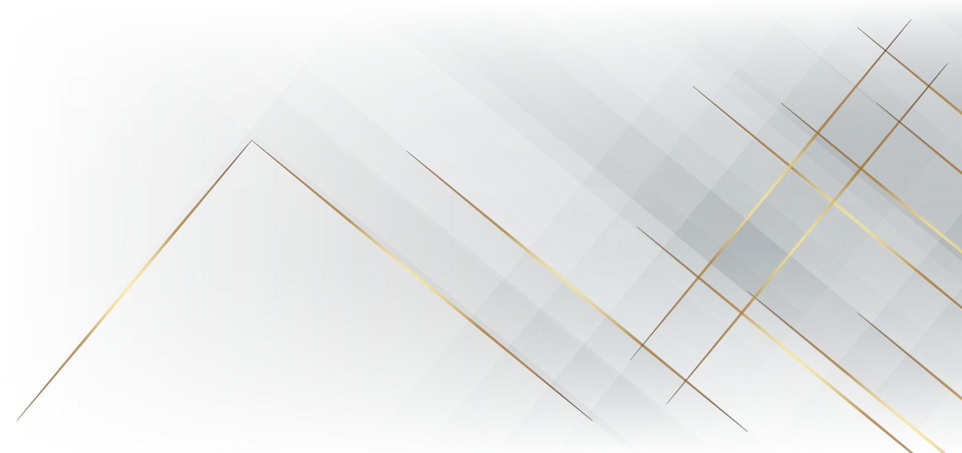 plantilla abstracta geométrica blanca y gris superpuesta con concepto de lujo de línea dorada. vector