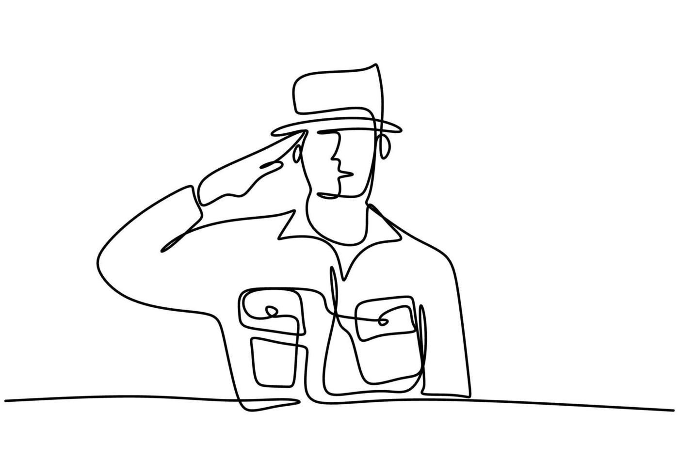 Continuous one single line drawing of a police major. Police officer with uniform. vector