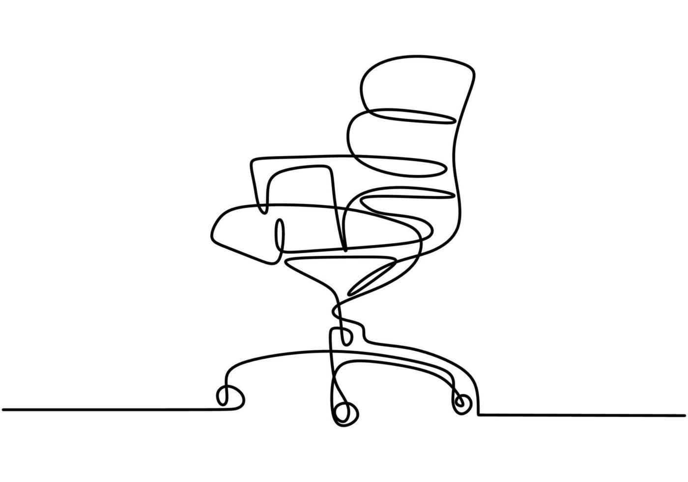 Continuous one line drawing office chair. Modern work chair isolated on white background. Comfortable office chair for work minimalism design. Stylish office interior concept. Vector illustration