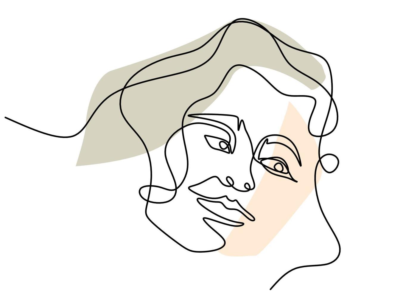 una línea continua sonriente modelo de mujer joven con cabello rizado. Logotipo de figura de belleza femenina aislado sobre fondo blanco. Amo tu autoconcepto de estilo minimalista. ilustración de diseño vectorial vector