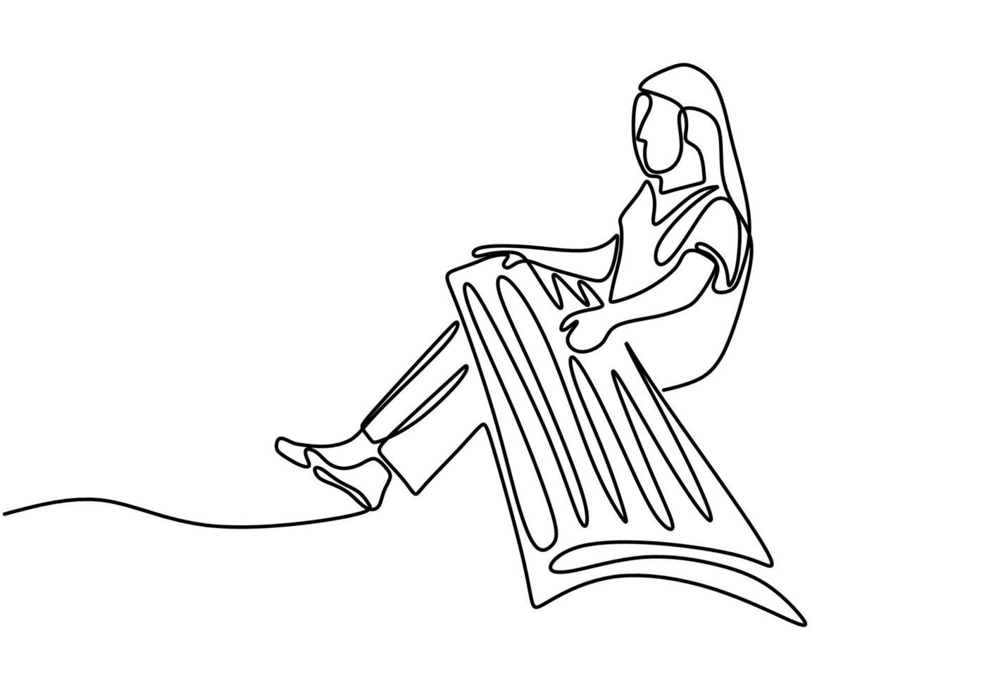 One continuous line drawing of woman with Koto, traditional music of Japanese. A young girl is training to playing traditional music to preserving traditional culture. vector