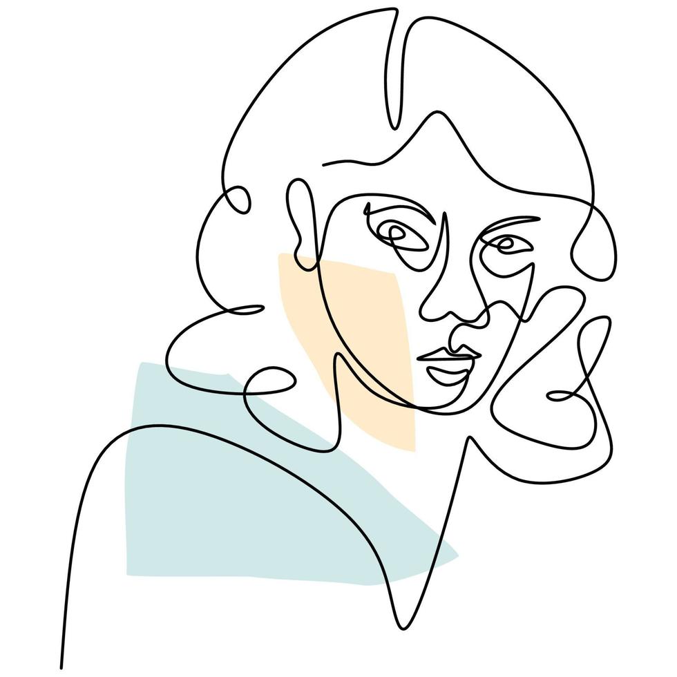 Abstract faces beautiful women. Modern fashion linear female face profile in minimal line style, aesthetic contour. vector