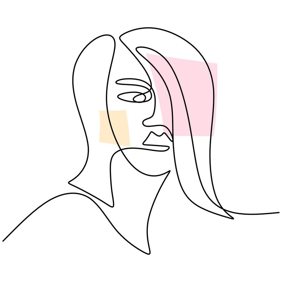 Abstract faces beautiful women. Modern fashion linear female face profile in minimal line style, aesthetic contour. vector