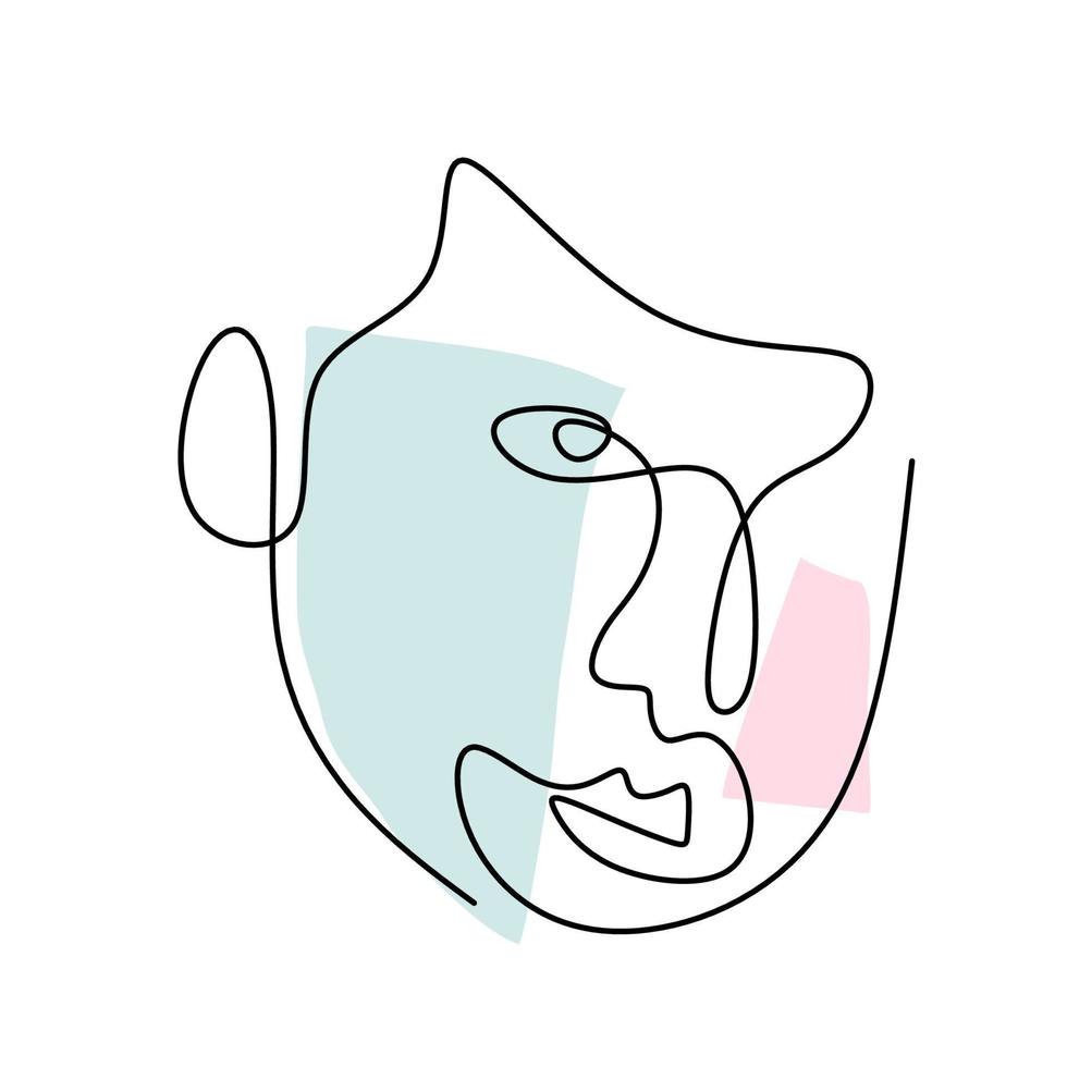 dibujo de una línea de cara abstracta. concepto de diseño minimalista de moda moderno aislado sobre fondo blanco. vector