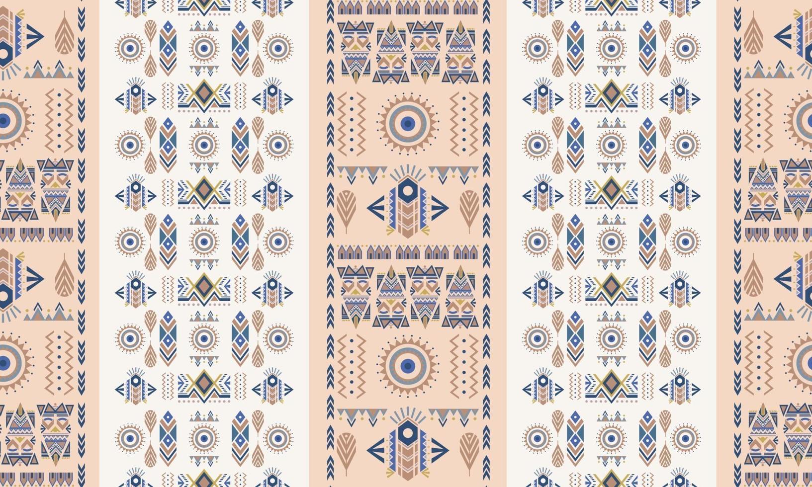 Patrón ornamental con motivos étnicos y tribales. estampado de colores pastel para textiles. vector