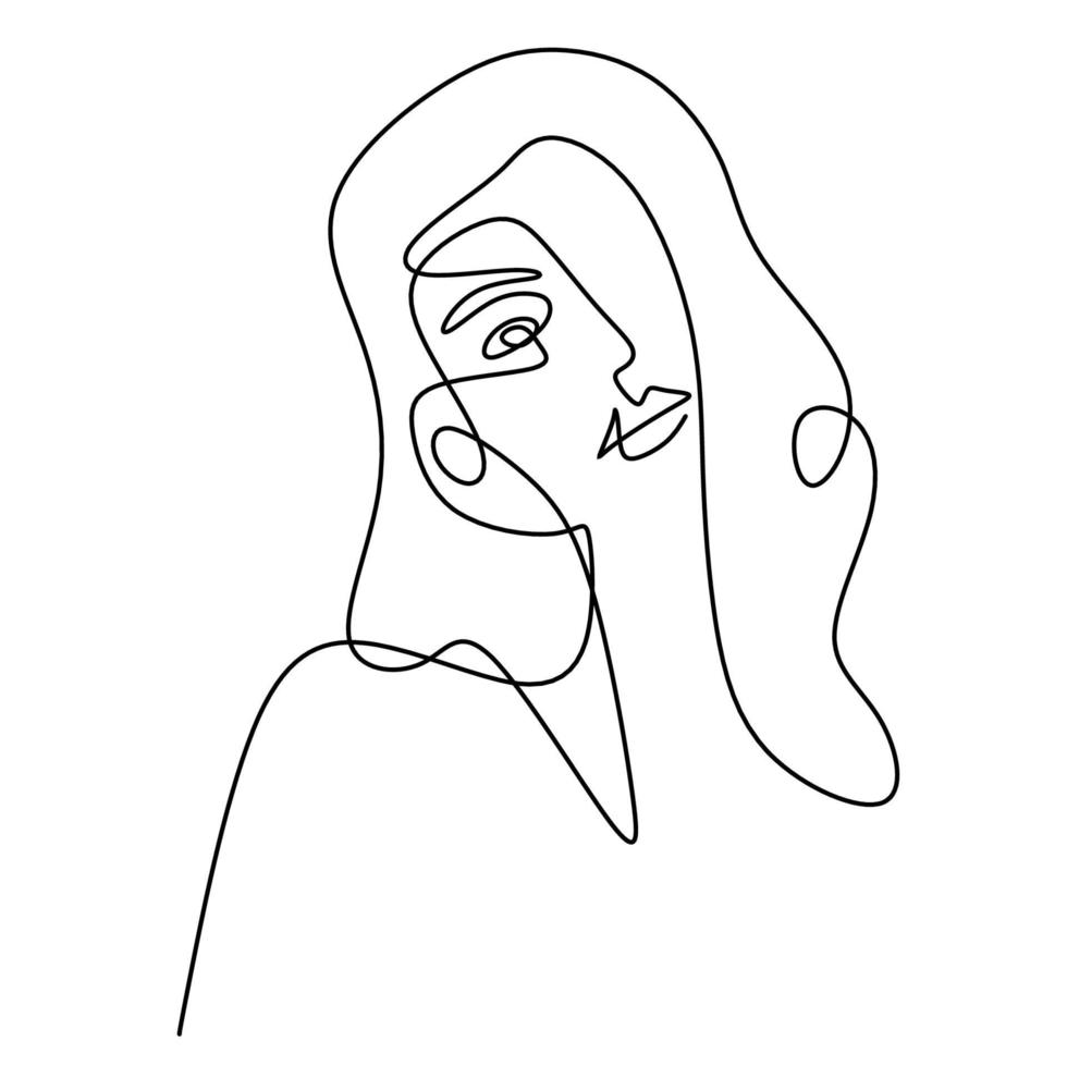 rostros abstractos mujeres hermosas. Perfil de rostro femenino lineal de moda moderna en estilo de línea mínima, contorno estético. vector