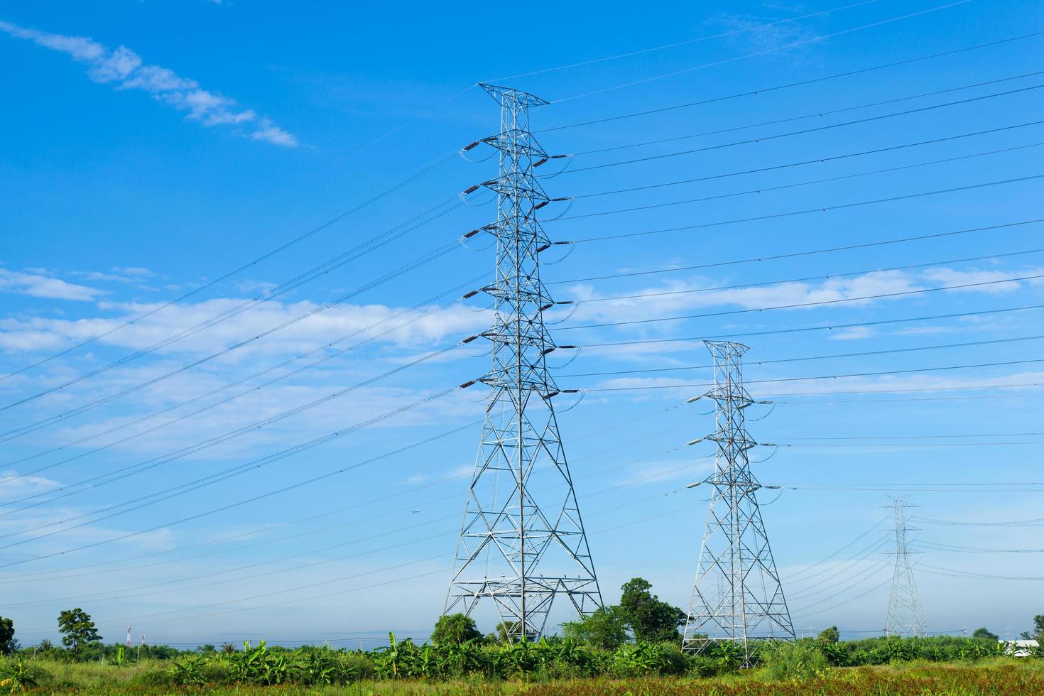 High voltage towers in Thailand photo