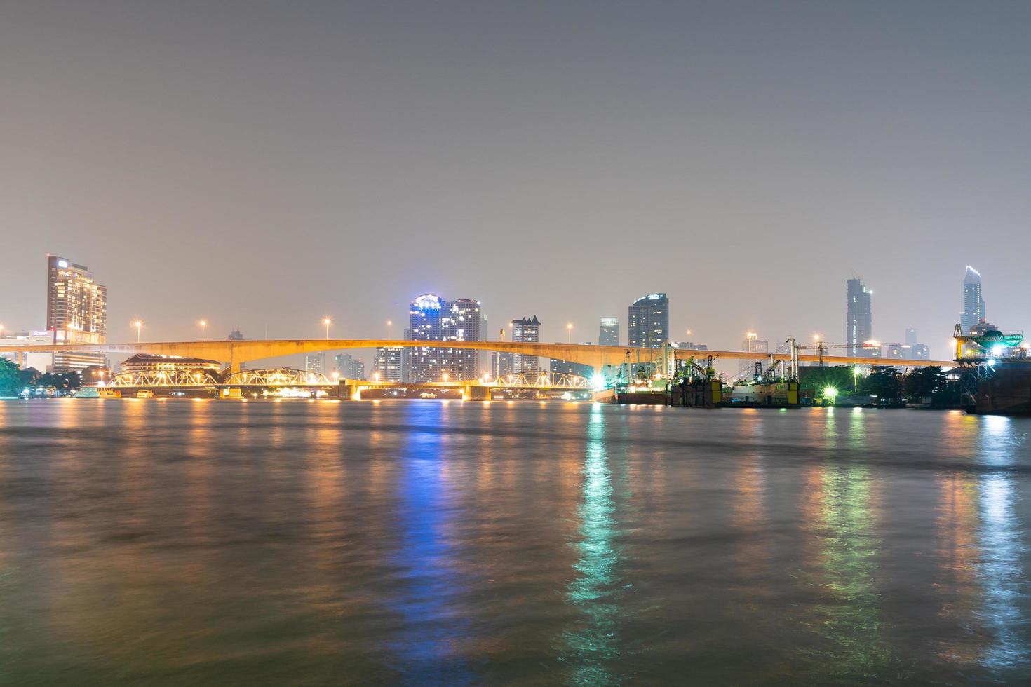 Bridge over the river in Bangkok city photo