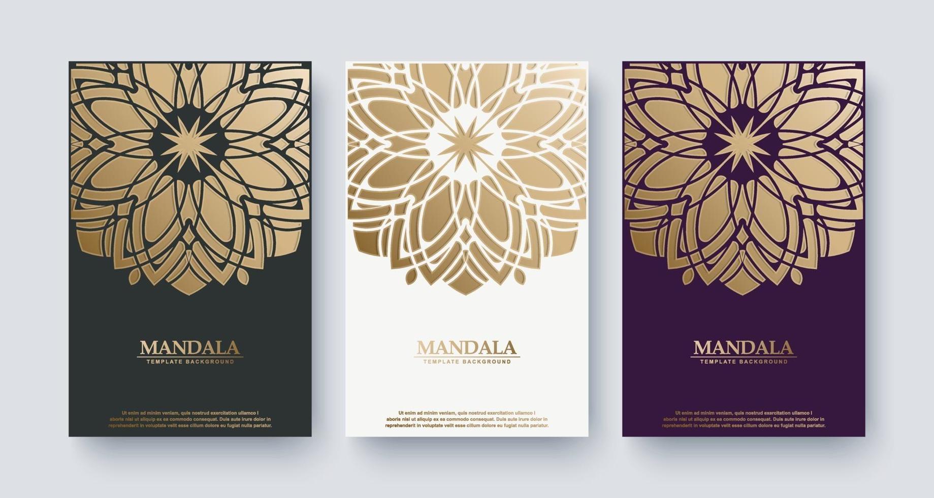 conjunto de portada de libro de estilo mandala de lujo vector