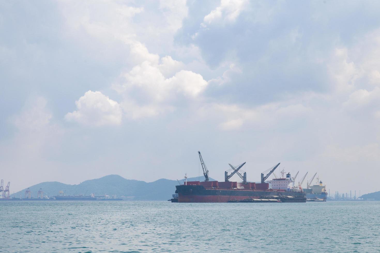 Large cargo ship on the sea photo