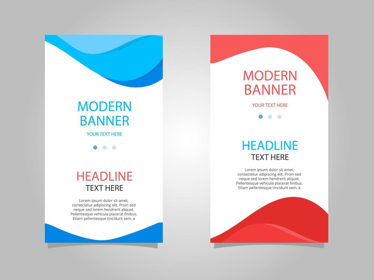 Conjunto de banner vertical abstracto azul y rojo vector