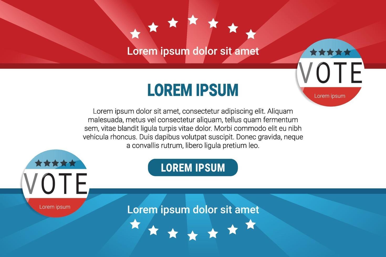 Red and Blue Vote Banner Design vector