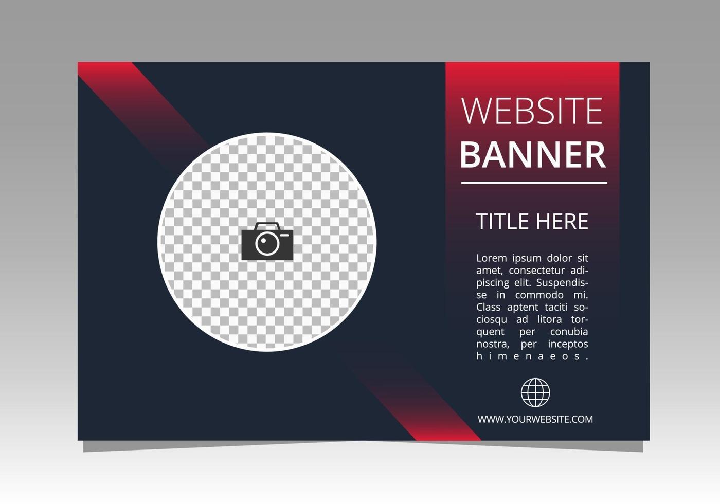 Plantilla de banner web horizontal con foto y formas modernas. vector