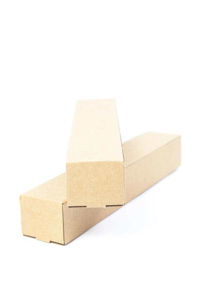 Brown cardboard boxes on white background photo