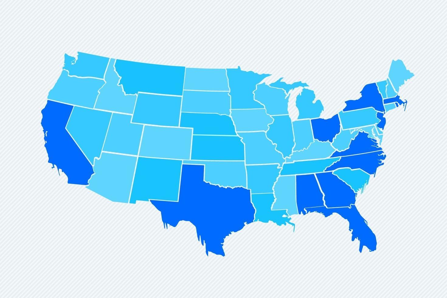 mapa dividido de estados unidos azul vector