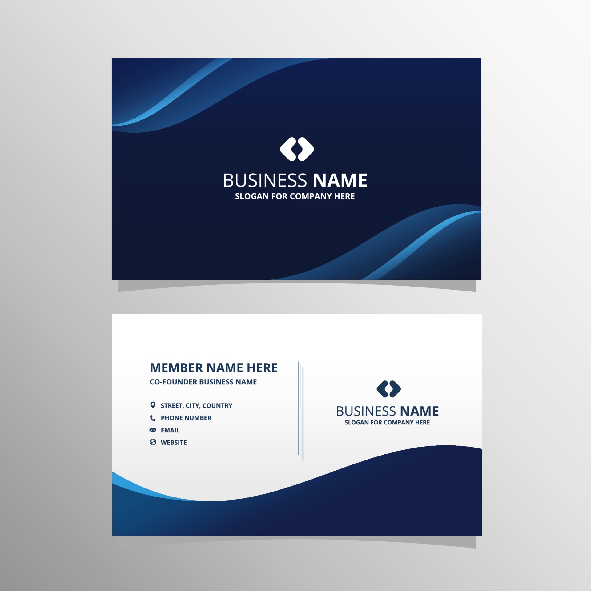 Blue and White Modern Company Business Card Template